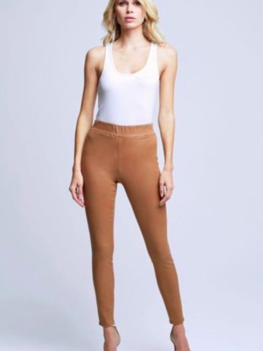 L'AGENCE Rochelle wax coated skinny jeans in nutmeg